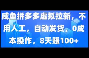 咸魚(yú)拼多多虛擬拉新，不用人工，自動(dòng)發(fā)貨，0成本操作，8天